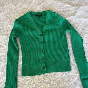 Banana Republic Emerald Green Ribbed V-Neck Button Cardigan